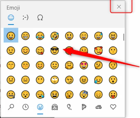 Interface sélecteur emoji sourires