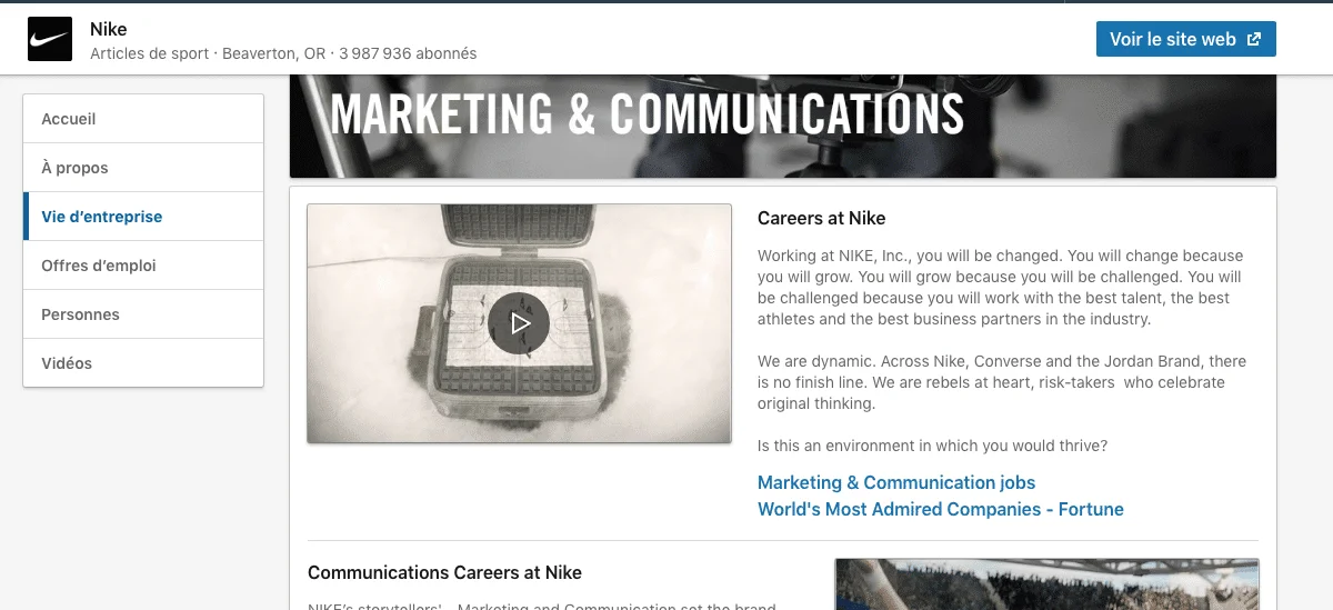 Nike marketing communications careers page