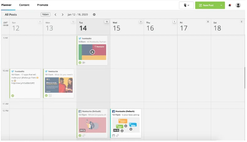 calendrier Hootsuite