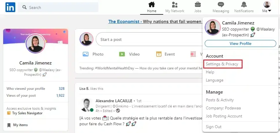 bloquear a alguien en LinkedIn sin ver su perfil