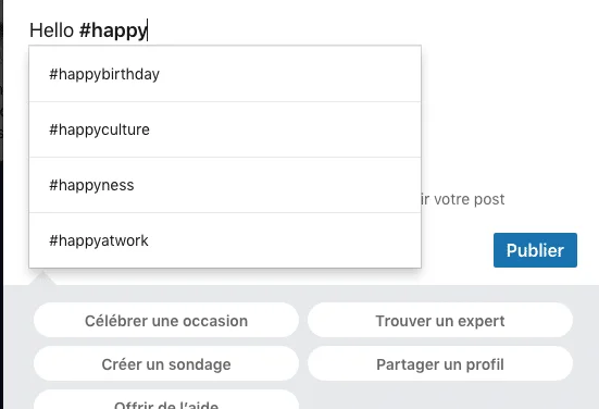 Interface hashtag Waalaxy prospection LinkedIn