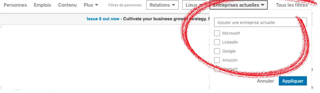 linkedin filter by company