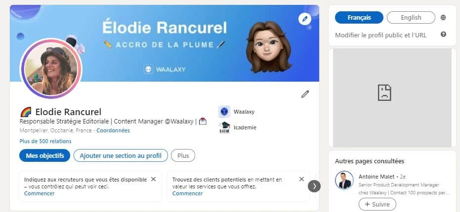 LinkedIn profile - French translation