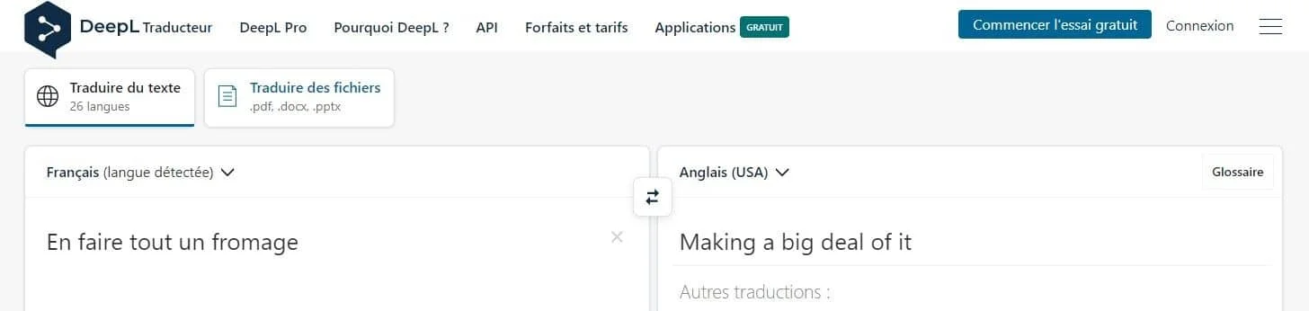 DeepL traducteur interface traduction texte