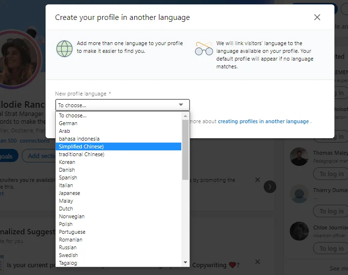 language on linkedin