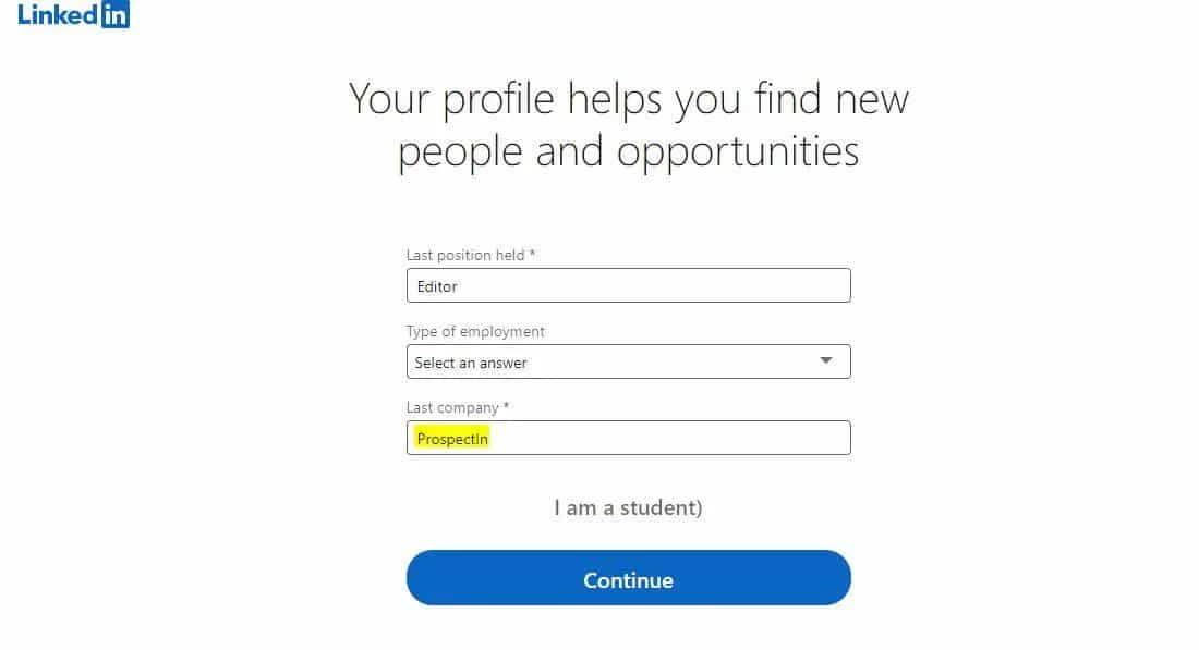 Linkedin Add company sign up