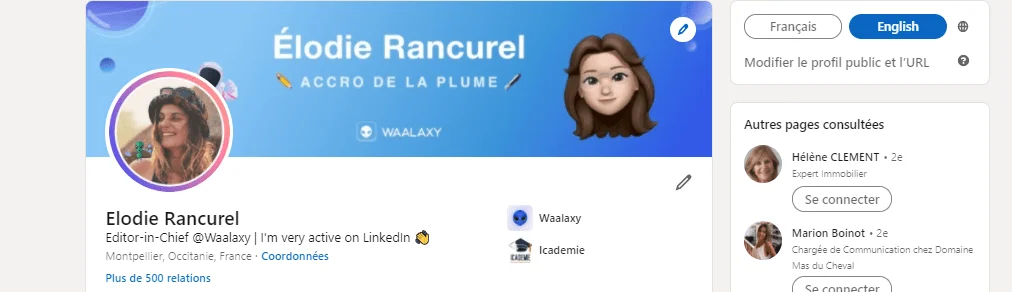Profil LinkedIn Elodie Rancurel Waalaxy