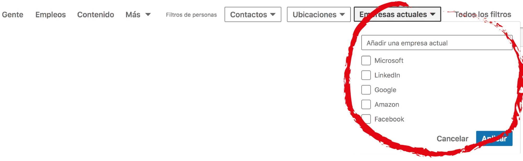 Filtre entreprises actuelles Waalaxy