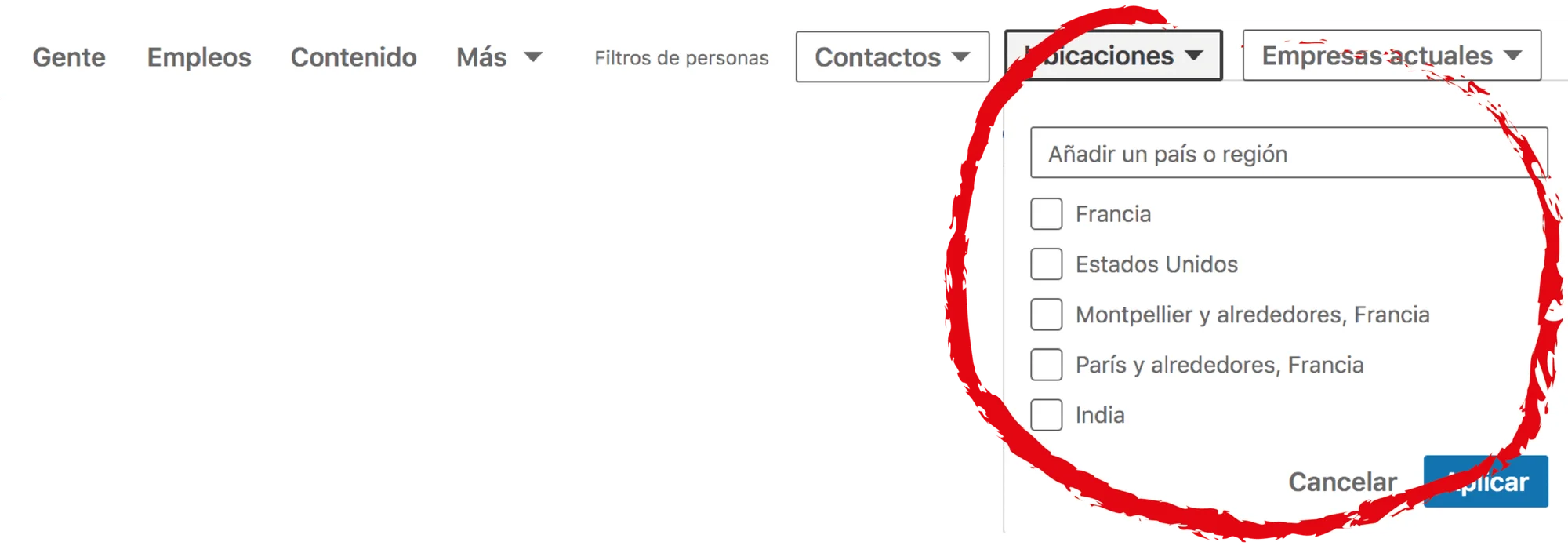 Filtrage localisations Waalaxy aplicaciones