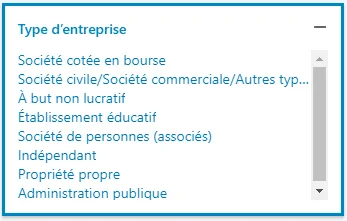 Types d'entreprise classification statut juridique