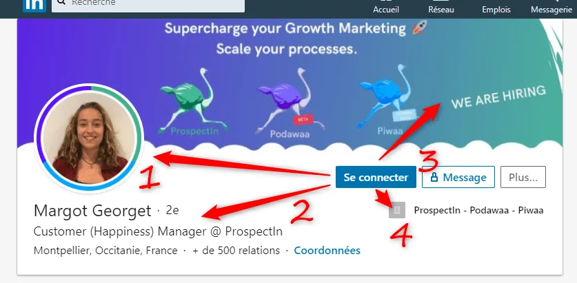 Profil LinkedIn Margot Georget Prospectin