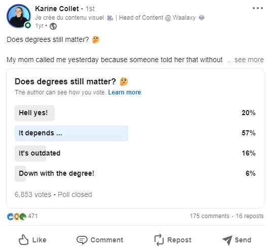 LinkedIn polls that worked example