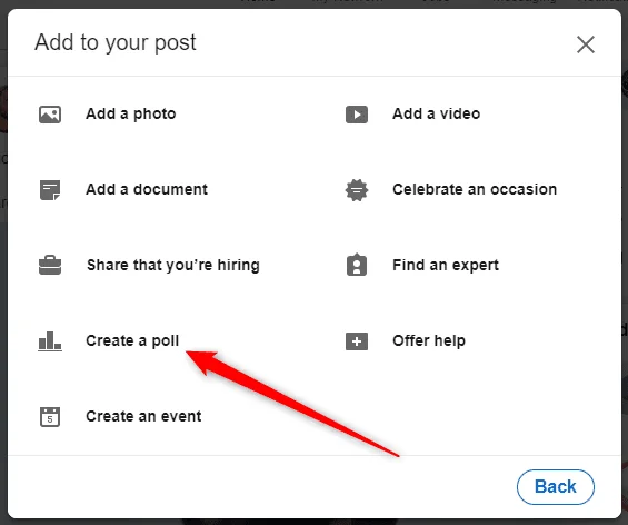 Create poll LinkedIn post options