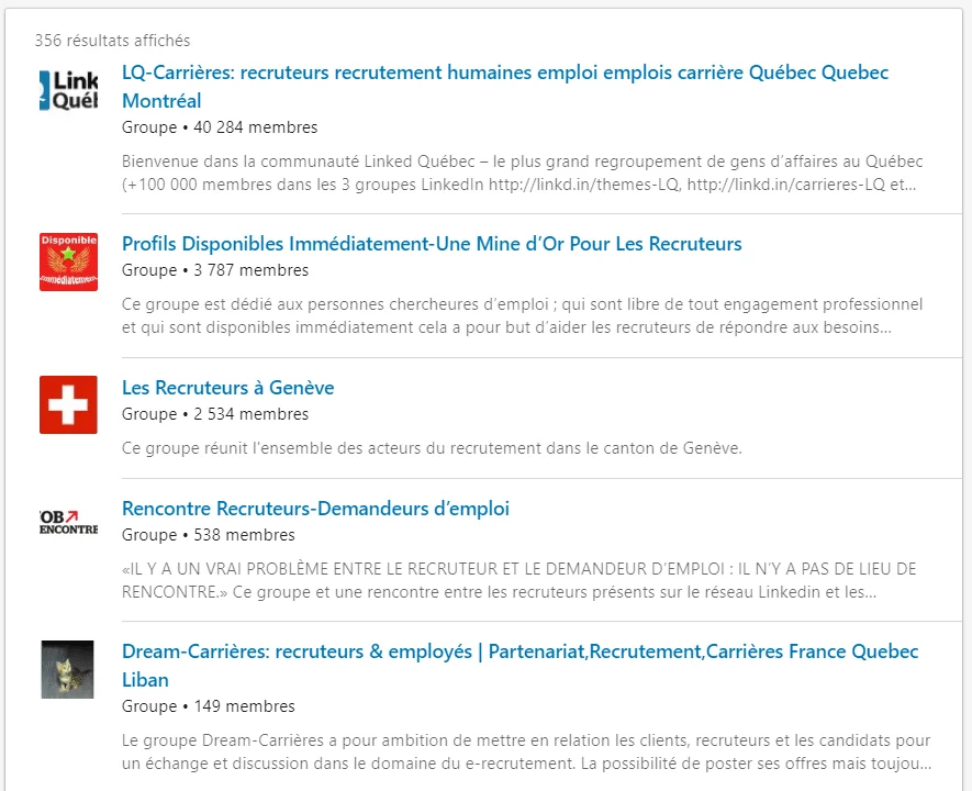 groupe rectuteur les trouver en faisant une bonne recherche linkedin