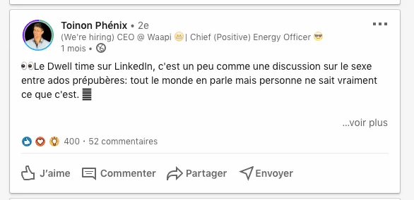 Post LinkedIn recrutement CEO Waalaxy