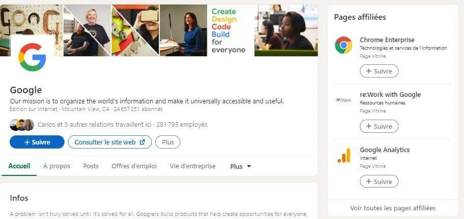 créer une page vitrine LinkedIn