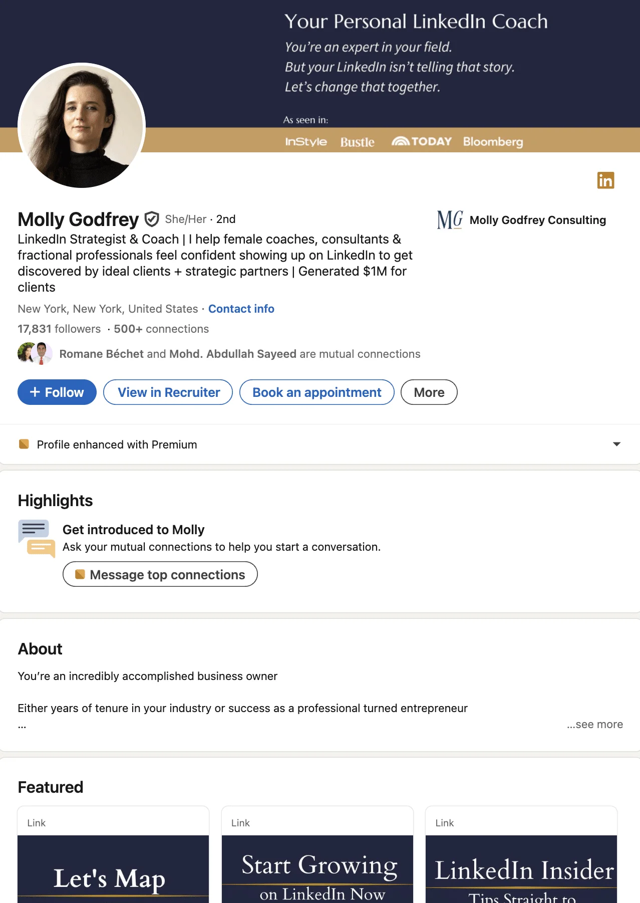 Optimize your LinkedIn profile example