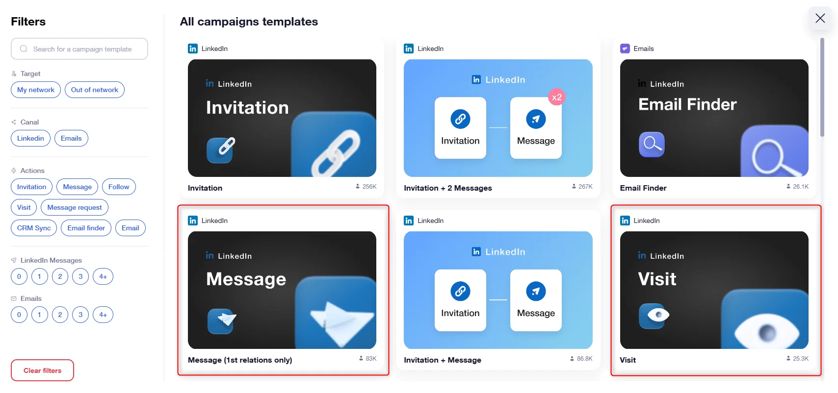 Select campaign template sequence