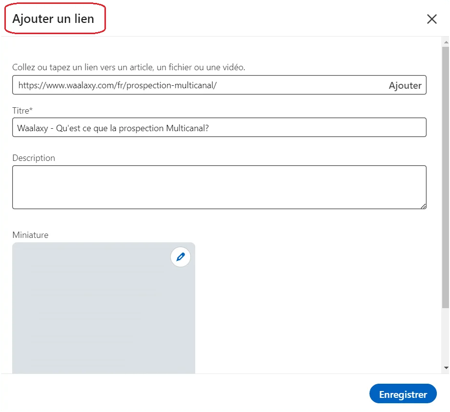 ajouter lien portfolio LinkedIn