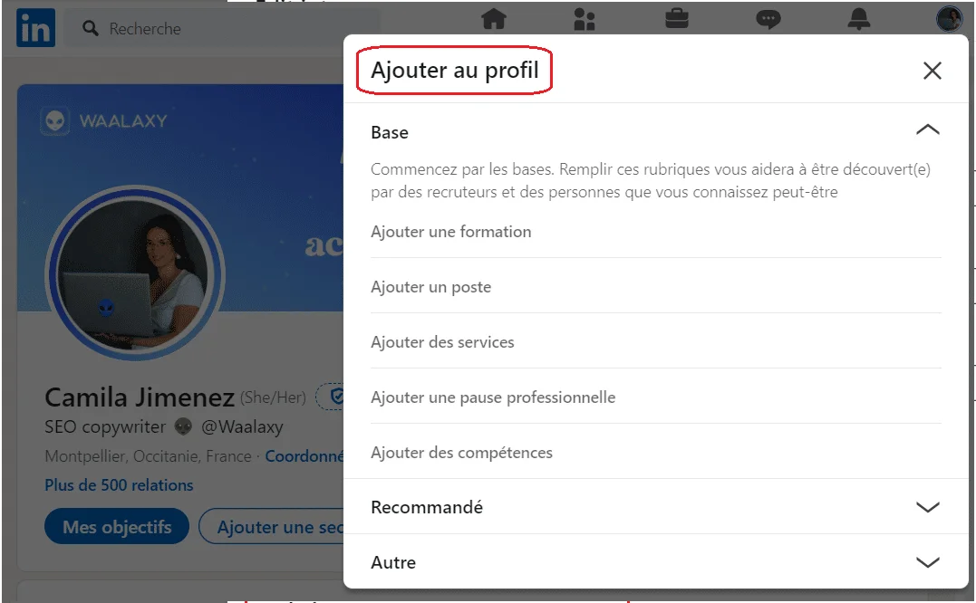 ajouter portfolio linkedin