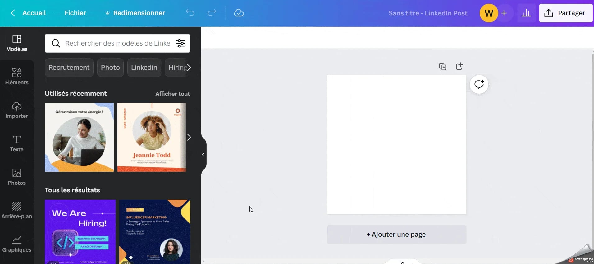 Modèles de post LinkedIn dans Waalaxy