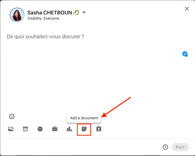 Add a document on LinkedIn post