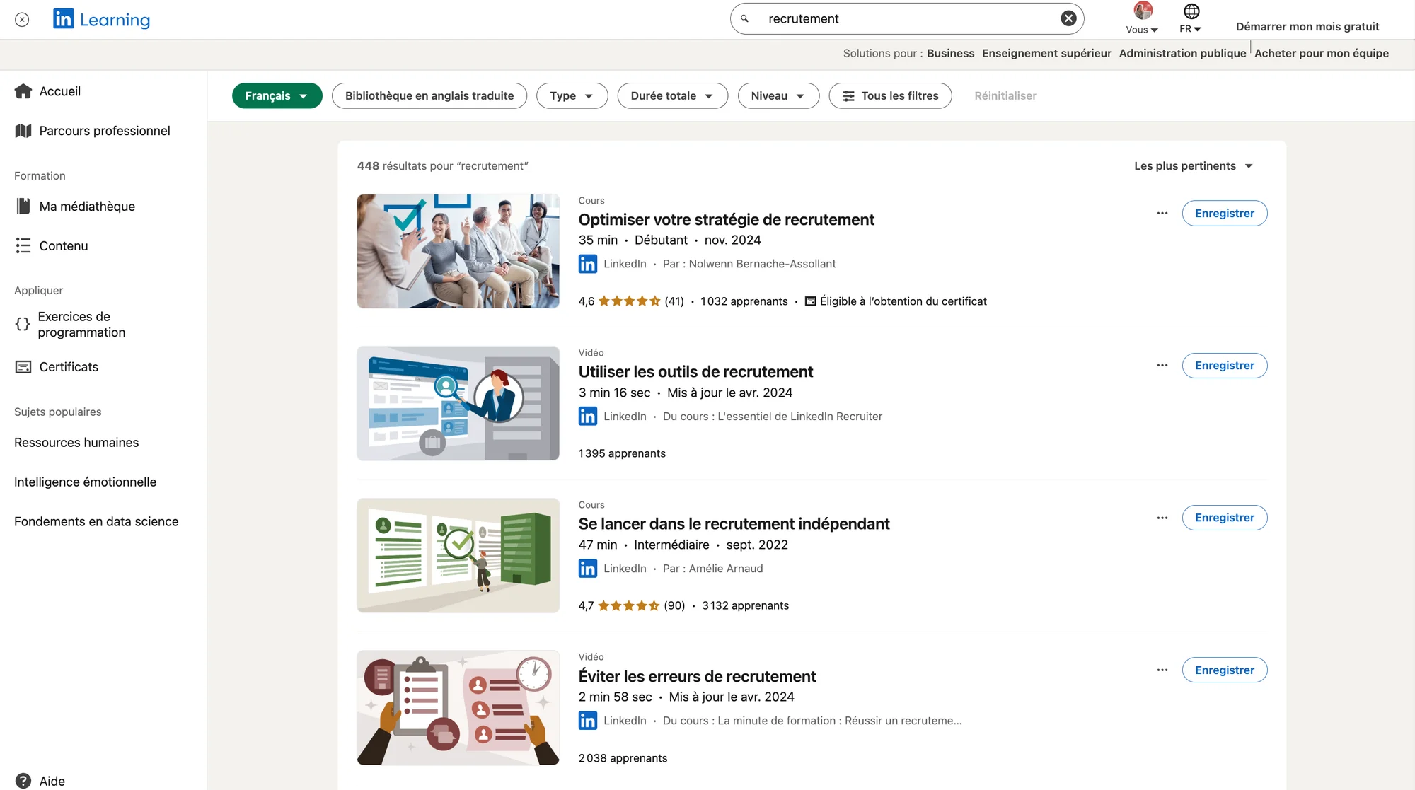 recrutement certification LinkedIn