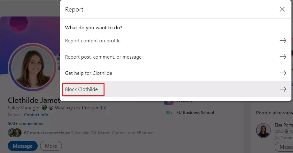 rapporto di blocco LinkedIn