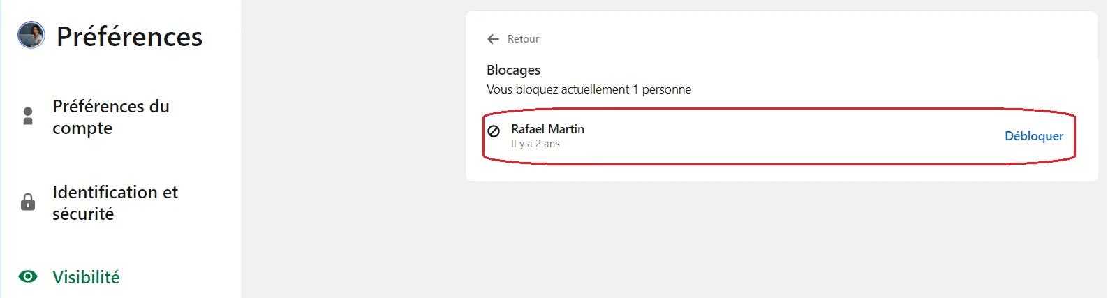 débloquer sur linkedin