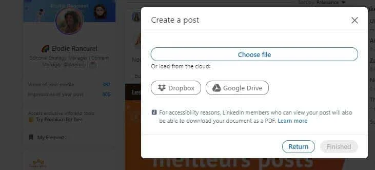 Créer un post LinkedIn avec Waalaxy