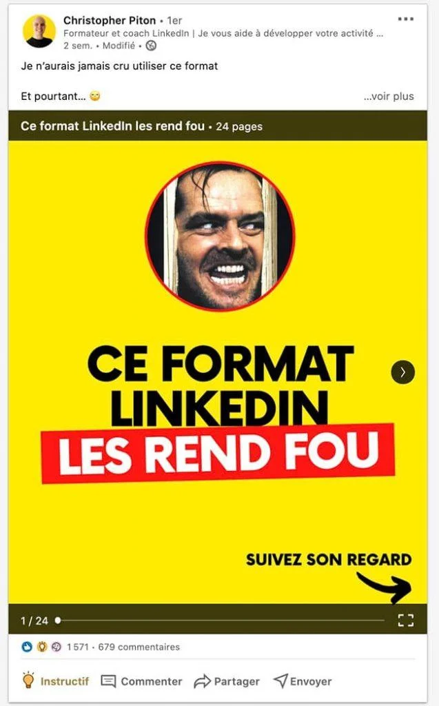 exemple d'un carrousel linkedin