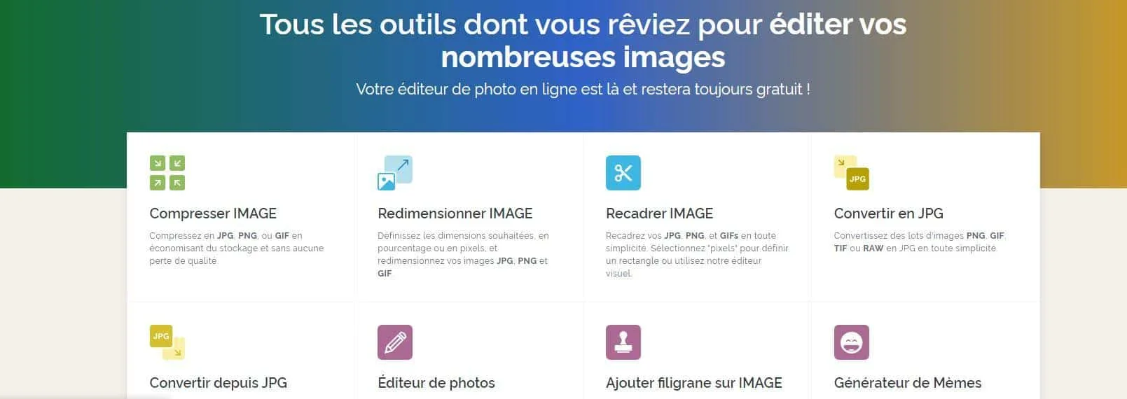 Outils édition images en ligne gratuits