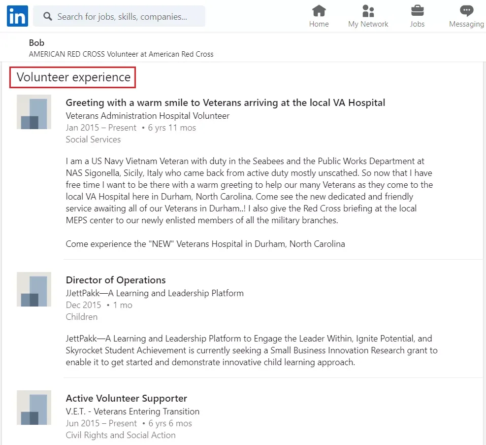 ajouter bénévolat LinkedIn