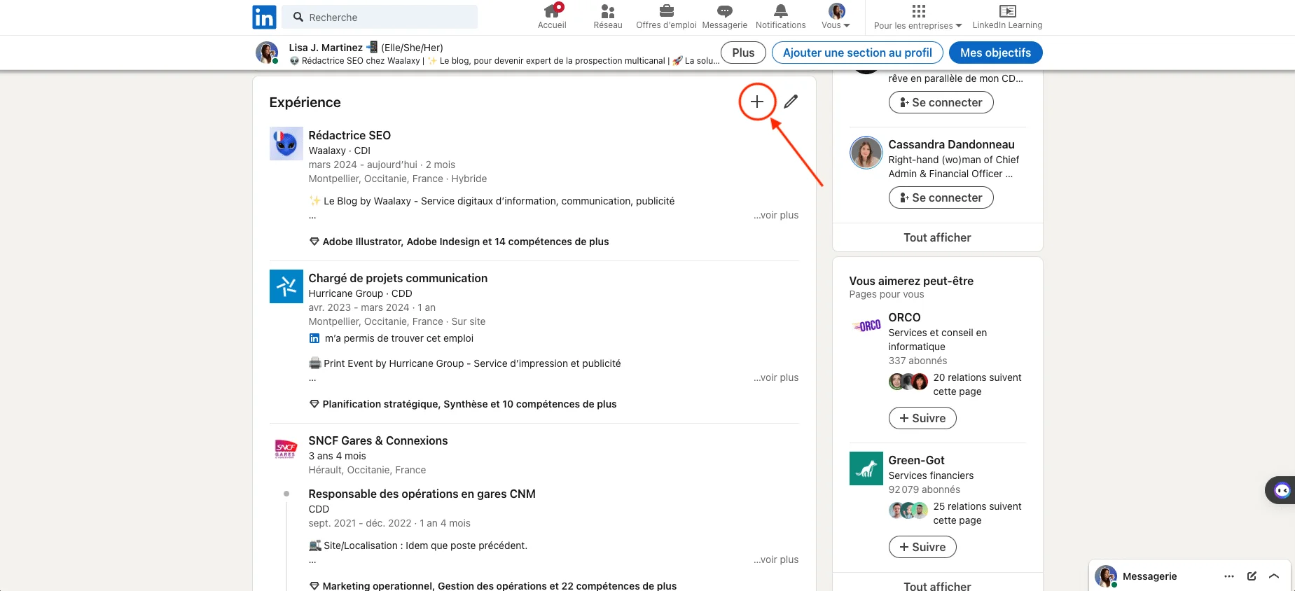 Ajout de nouvel emploi et/ou promotion sur LinkedIn.