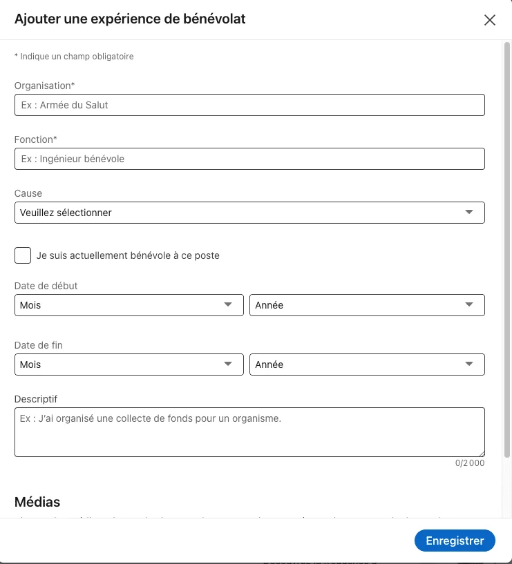 ajouter bénévolat LinkedIn tuto 2