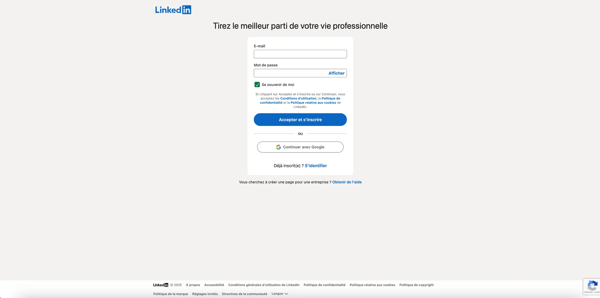 Créer un compte LinkedIn.