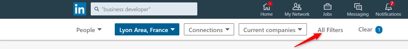 all filters on linkedin
