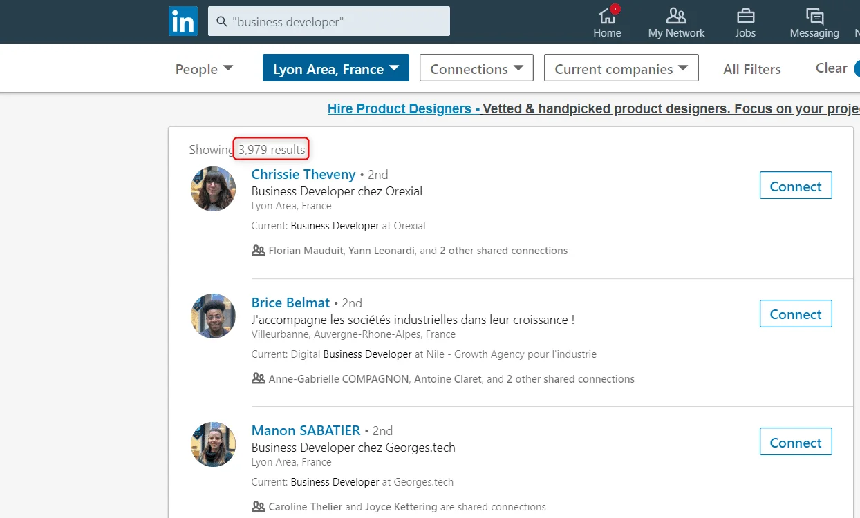 results using exclusive filters