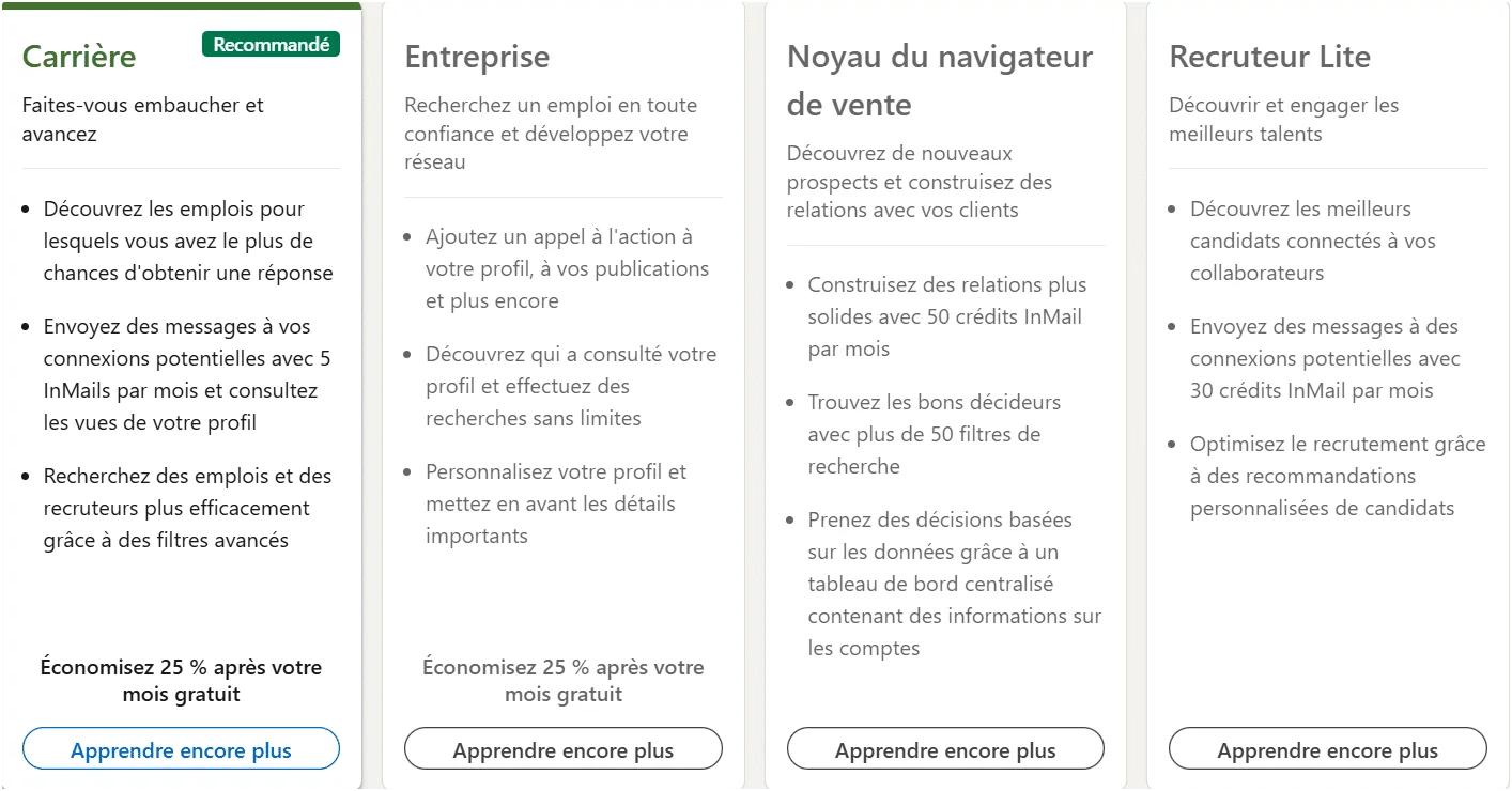 Abonnement LinkedIn Premium : fonctionnalités, prix, avantages