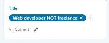 Filtre recherche développeur web non freelance