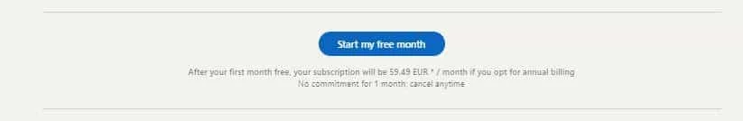 Bouton essai gratuit Waalaxy tarif mensuel