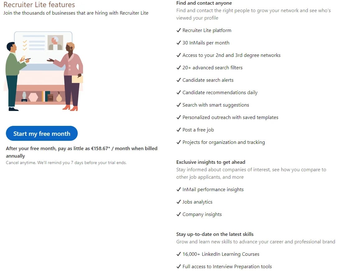 Fonctionnalités Recruiter Lite LinkedIn