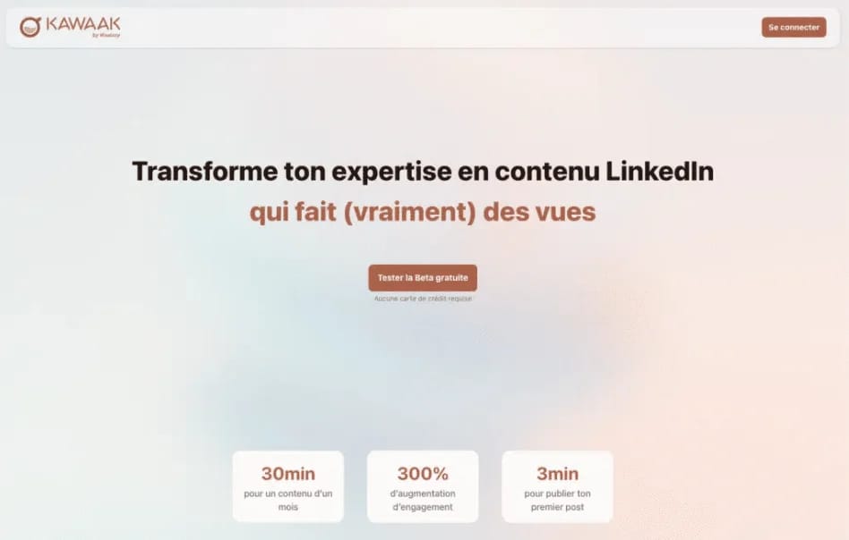étude de cas de contenu LinkedIn - outil de création de post Kawaak
