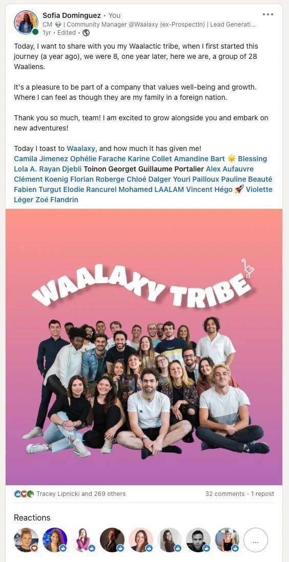 Waalaxy Tribe équipe 28 personnes