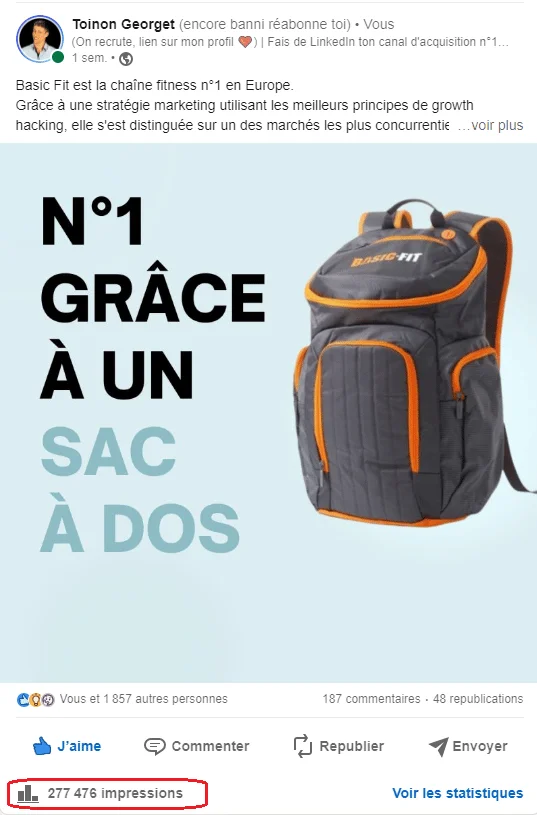 Basic-Fit sac à dos marketing growth hacking