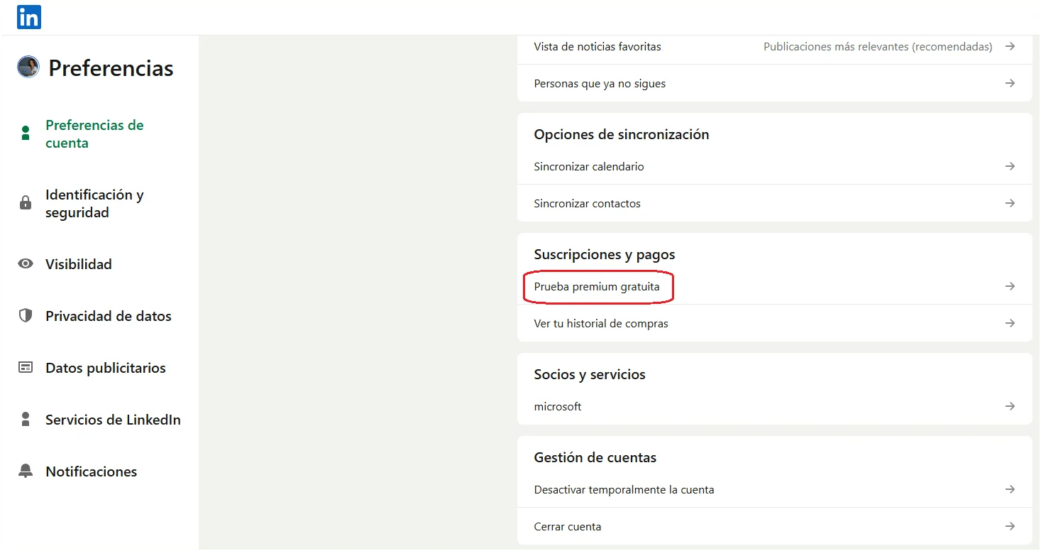 suscribirse a LinkedIn Premium