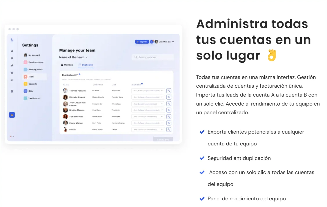 Plan de equipo Waalaxy