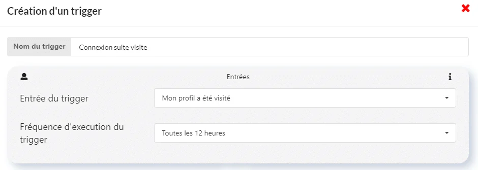 Création trigger connexion suite visite