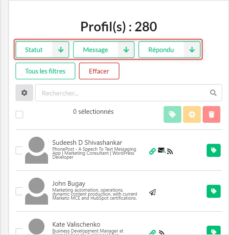 Liste profils prospects Waalaxy