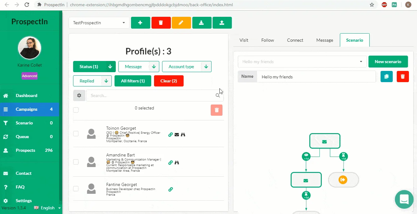 gif pour exporter csv via prospectin
